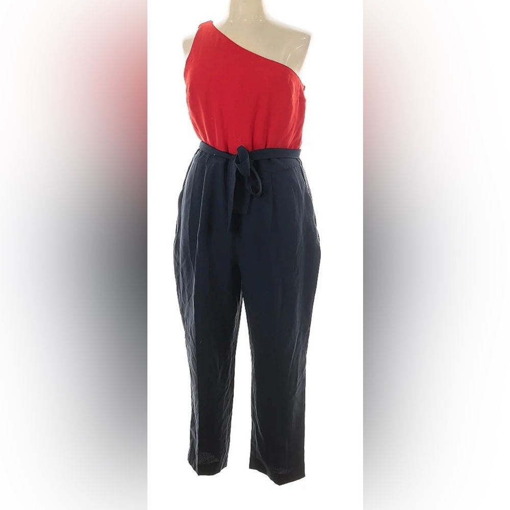 Red and  Navy One Shouldered Jumpsuit